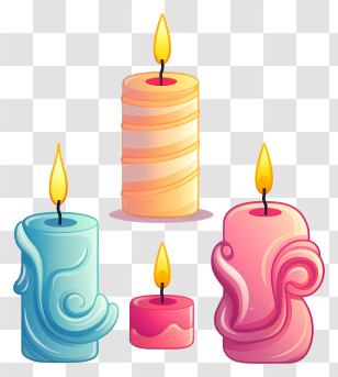 Candles - Colorful Candles With Flames Transparent PNG
