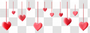 Love Background - Hanging Red Hearts Transparent PNG