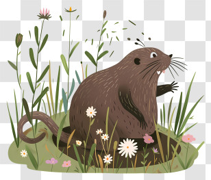 Mole Day - Groundhog In A Flower Field Transparent PNG