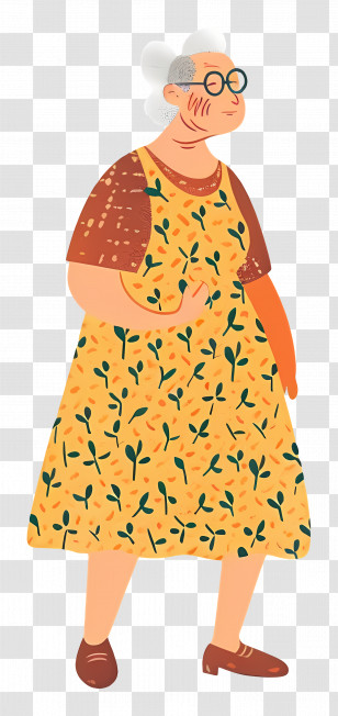 Old Woman - Elderly Woman In Floral Dress Transparent PNG