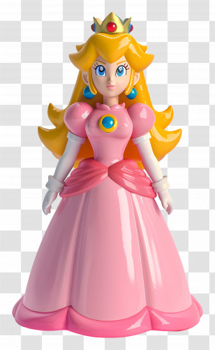 Princess Peach - Elegant Princess Doll In Pink Dress Transparent PNG