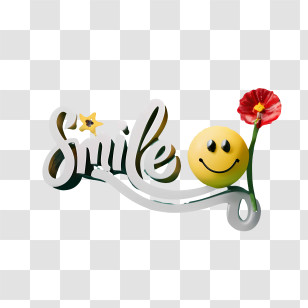 World Smile Day - Smile Text With Emoji And Flower Transparent PNG