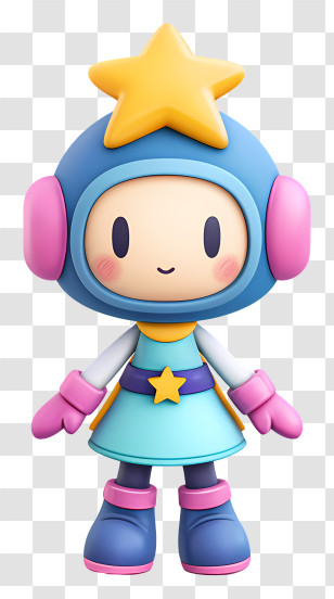 Acrobat Aqua - Adorable Blue Star-helmet Mascot Transparent PNG