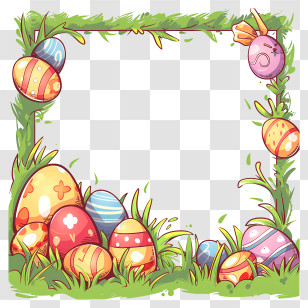 Easter Day Frame - Colorful Easter Egg Frame Art Transparent PNG