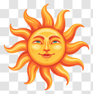 Sun Icon - Radiant Sun With A Smiling Face Transparent PNG