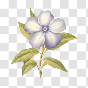 Vinca Flower
 - Delicate Purple Flower With Green Leaves Transparent PNG