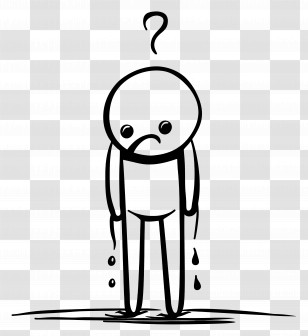 Stick Figure Crying - Sad Stick Figure With Tears And Question Mark Transparent PNG
