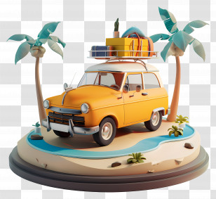 Get Away - Car On Tropical Beach Decorated Scene Transparent PNG