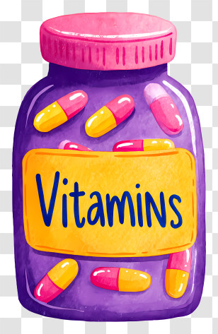Vitamins - Vitamins Bottle Illustration Transparent PNG