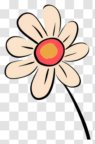 Daisy Flower - Simple Daisy Flower Cartoon Drawing Transparent PNG