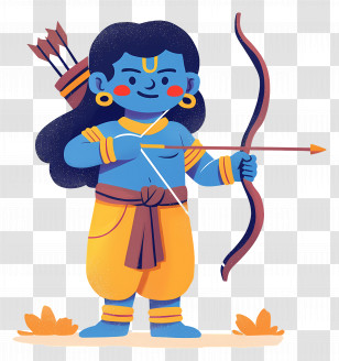 Lord Rama - Blue Mythological Archer Cartoon Illustration Transparent PNG