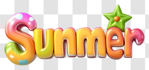 3d Summer Text - Colorful Summer Text With Star Transparent PNG