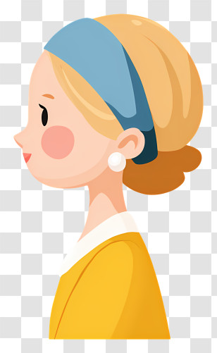 Girl With Pearl Earring - Stylish Girl With Blue Headband Transparent PNG