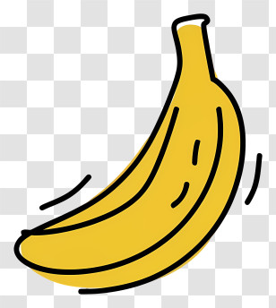 Banana - Cartoon Illustration Of A Yellow Banana Transparent PNG
