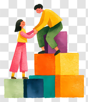 Teamwork And Collaboration - Helping Hand Climbing Blocks Transparent PNG