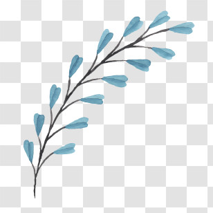Flowers - Blue Leaf Branch Illustration Transparent PNG