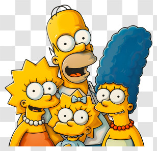 Simpsons - Animated Yellow Cartoon Family Group Transparent PNG