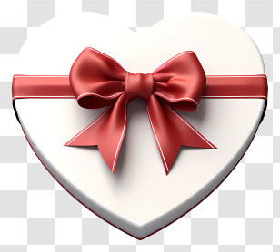 Gift Box - Heart-Shaped Gift Box With Red Ribbon Transparent PNG