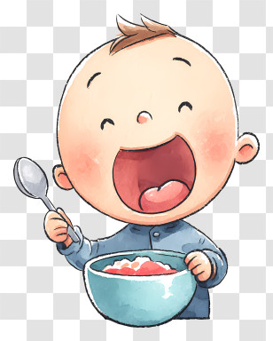 Cute Baby Eating Food - Happy Baby Eating Transparent PNG