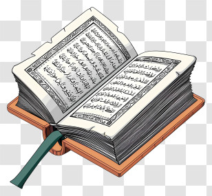 Doodle Holy Book Of Koran - Open Book With Arabic Text Transparent PNG
