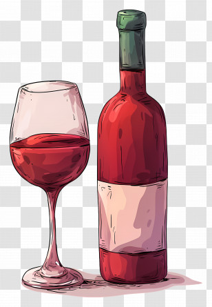 Wine Glass - Red Wine Glass And Bottle Illustration Transparent PNG