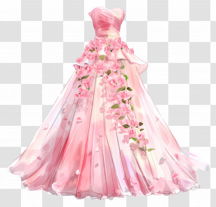 Pink Wedding Dress - Elegant Pink Floral Dress Transparent PNG