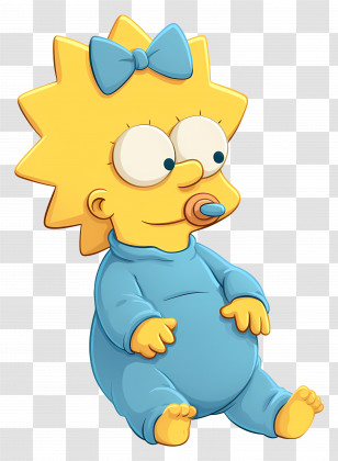 Maggie Simpson - Cartoon Baby Character With Pacifier Transparent PNG