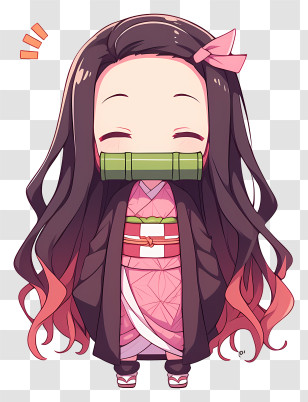 Nezuko Kamado Emoji - Chibi Character Transparent PNG