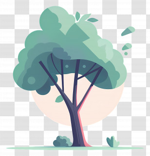Tree - Cartoon Green Tree In Simple Style Transparent PNG