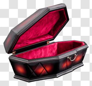 Vampire Coffin - Open Black Coffin With Red Interior Transparent PNG