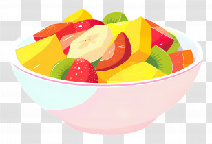 Fruits Salad - Colorful Fruit Bowl Transparent PNG