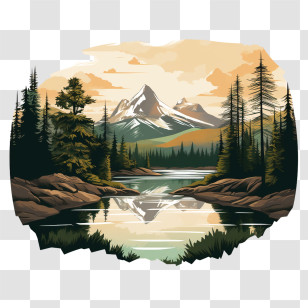 National Park Service Founders Day - Sunset Reflection On A Mountain Lake Transparent PNG
