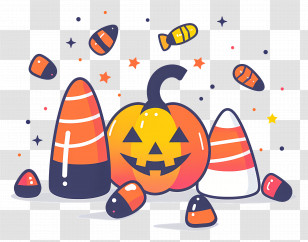 Halloween Candy - Halloween Pumpkin With Candy Transparent PNG