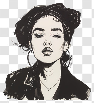 Katy Perry - Black And White Portrait Drawing Transparent PNG