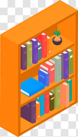 Icon - Orange Bookshelf With Colorful Books Illustration Transparent PNG