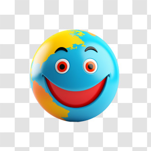 World Smile Day - Smiling Earth Cartoon With Red Eyes Transparent PNG