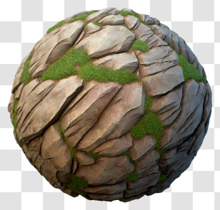 Moss Ball - Rocky Sphere With Grass Patches Transparent PNG