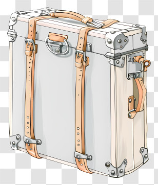 Luggage - Vintage Suitcase With Leather Straps Transparent PNG