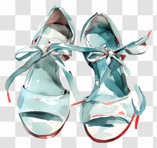 Woman Shoes - Watercolor Blue Shoes Illustration Transparent PNG