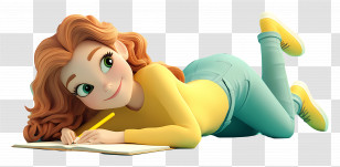 Woman Lying - Girl Lying Down And Drawing Transparent PNG