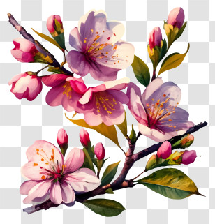 Cherry Blossoms - Cherry Blossom Branch Illustration For Spring Transparent PNG