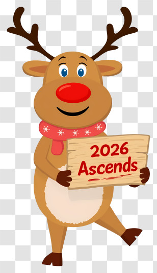 2026 Ascends - Festive Reindeer With 2026 Ascends Sign Transparent PNG