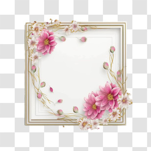 Pink Flower Frame
 - Pink Floral Frame Illustration With Delicate Blossoms Transparent PNG