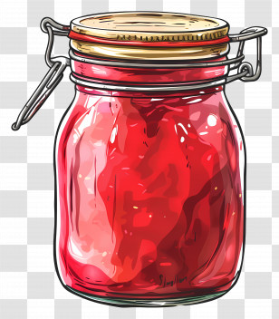 Jam Jar - Illustration Of Red Jar With Lock Lid Transparent PNG
