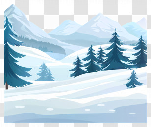 Snowy Mountains Background - Snowy Forest Landscape With Mountains Transparent PNG