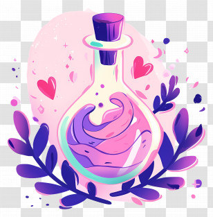 Love Potion - Magic Potion With Heart And Leaves Transparent PNG