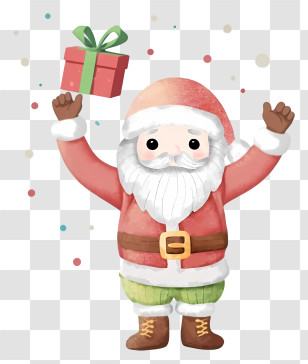 Santa Holding Gift Box - Jolly Santa With Gift Transparent PNG