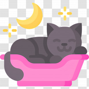 Sleeping Cat - Sleeping Cat Under The Moon Transparent PNG