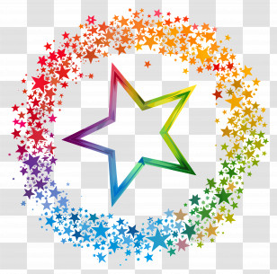 Star Frame - Rainbow Star In Circular Pattern Transparent PNG