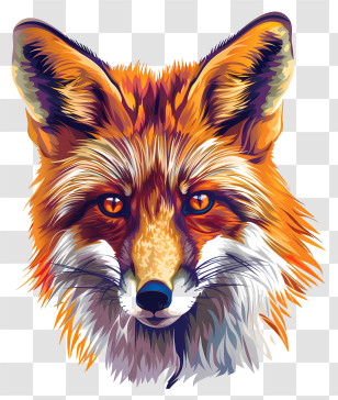 Fox - Colorful Red Fox Portrait Illustration Transparent PNG